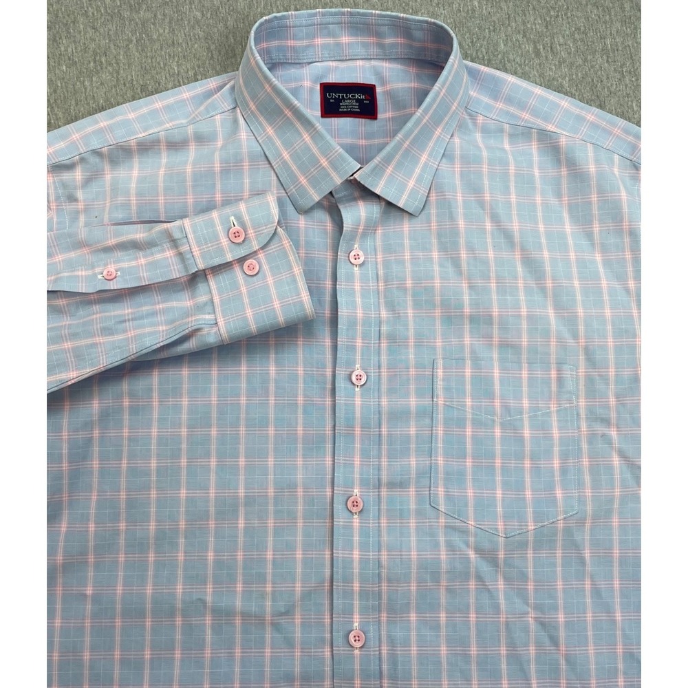 Untuckit Shirt Mens Large Striped 100% Cotton Regular Fit Button Up